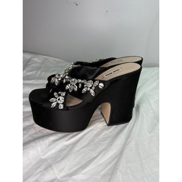 Miu Miu crystal black satan platform size 39 - Picture 6 of 9